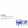 Bowery Hill Plastic Activity Table Set with 4 School Stacking Chairs in Blue