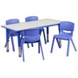 Bowery Hill Plastic Activity Table Set with 4 School Stacking Chairs in Blue