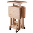 Bowery Hill 6-Piece Transitional Solid Wood Snack Table Set in Natural