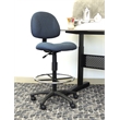 Bowery Hill Contoured Comfort Rolling Fabric Drafting Stool in Blue