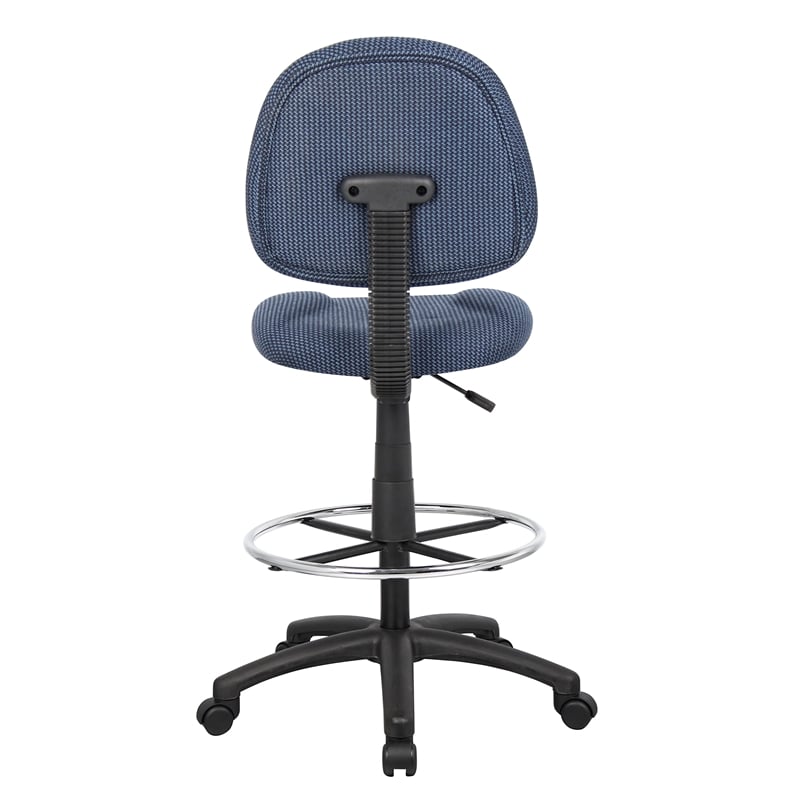 Bowery Hill Contoured Comfort Rolling Fabric Drafting Stool in Blue