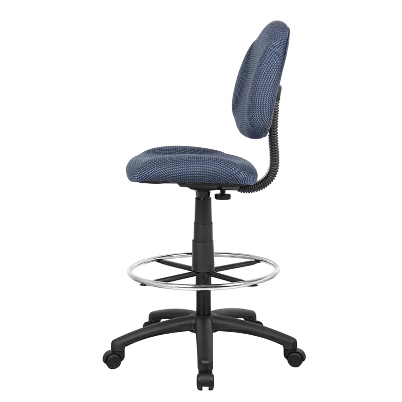Bowery Hill Contoured Comfort Rolling Fabric Drafting Stool in Blue