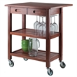 Bowery Hill Solid Wood Walnut Kitchen Cart Rectangular Drop Leaf Extension 28.27