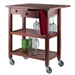Bowery Hill Solid Wood Walnut Kitchen Cart Rectangular Drop Leaf Extension 28.27