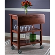 Bowery Hill Solid Wood Walnut Kitchen Cart Rectangular Drop Leaf Extension 28.27