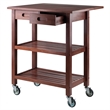 Bowery Hill Solid Wood Walnut Kitchen Cart Rectangular Drop Leaf Extension 28.27
