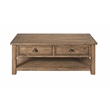 Bowery Hill Contemporary Solid Wood 2 Drawer Coffee Table Natural Brown