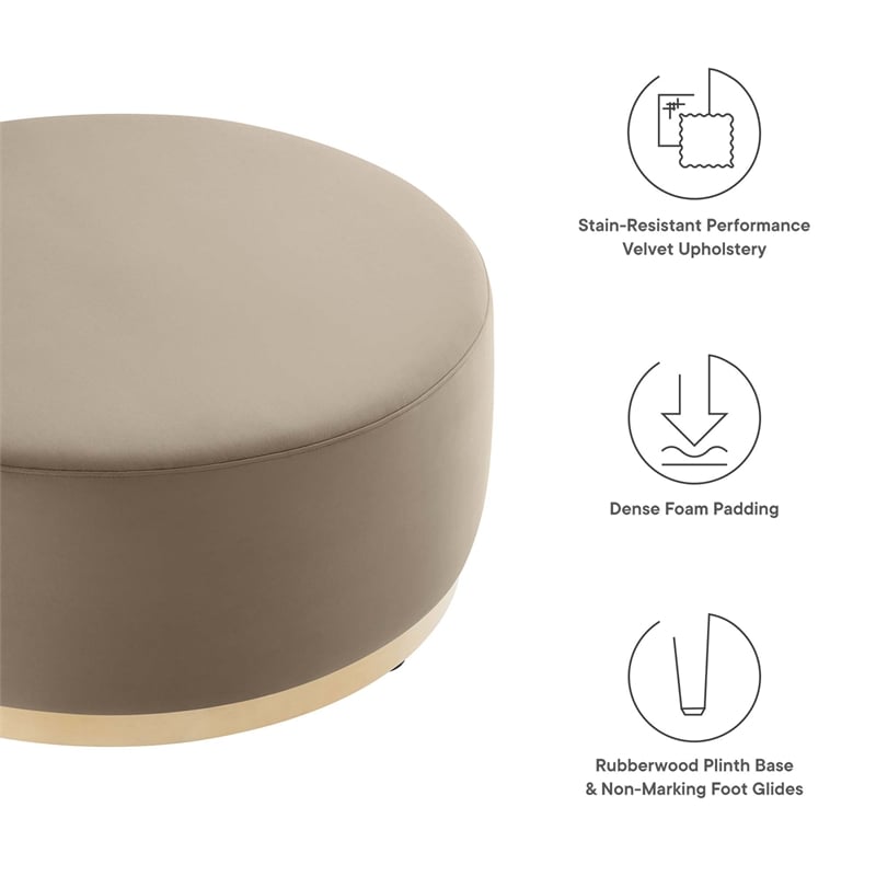 Bowery Hill Contemporary Fabric Ottoman in Taupe Natural Finish