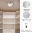 Bowery Hill Stainless Steel Ceiling Light with Alabaster Glass in Silver 2-Pack