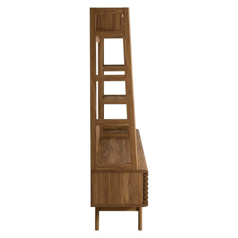 Bowery Hill Particleboard MDF TV Stand Entertainment Center in Walnut Finish