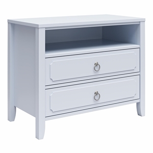 Bowery Hill Contemporary Engineered Wood 2 Drawer Nightstand in Black