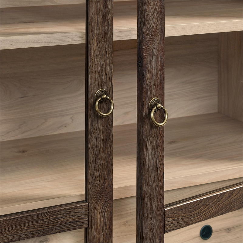 Bowery Hill Contemporary Storage Display Cabinet in Walnut Light Oak