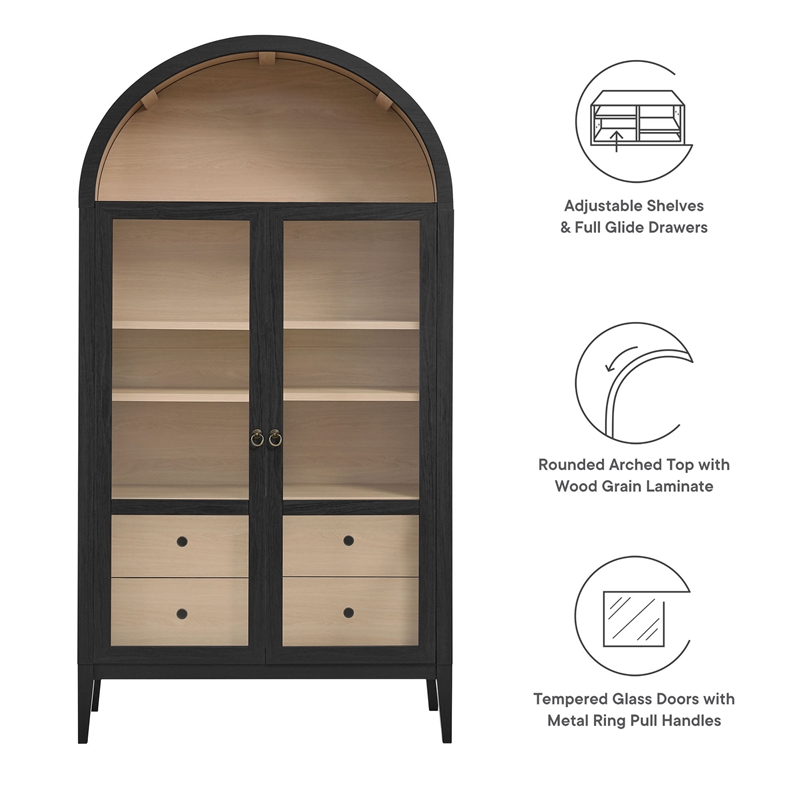 Bowery Hill Contemporary Storage Display Cabinet in Black Oak