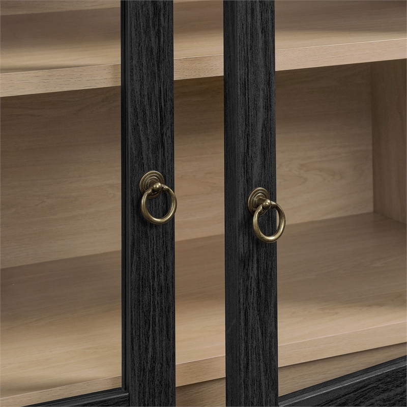 Bowery Hill Contemporary Storage Display Cabinet in Black Oak