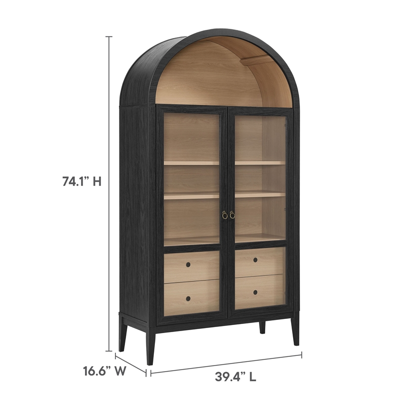 Bowery Hill Contemporary Storage Display Cabinet in Black Oak