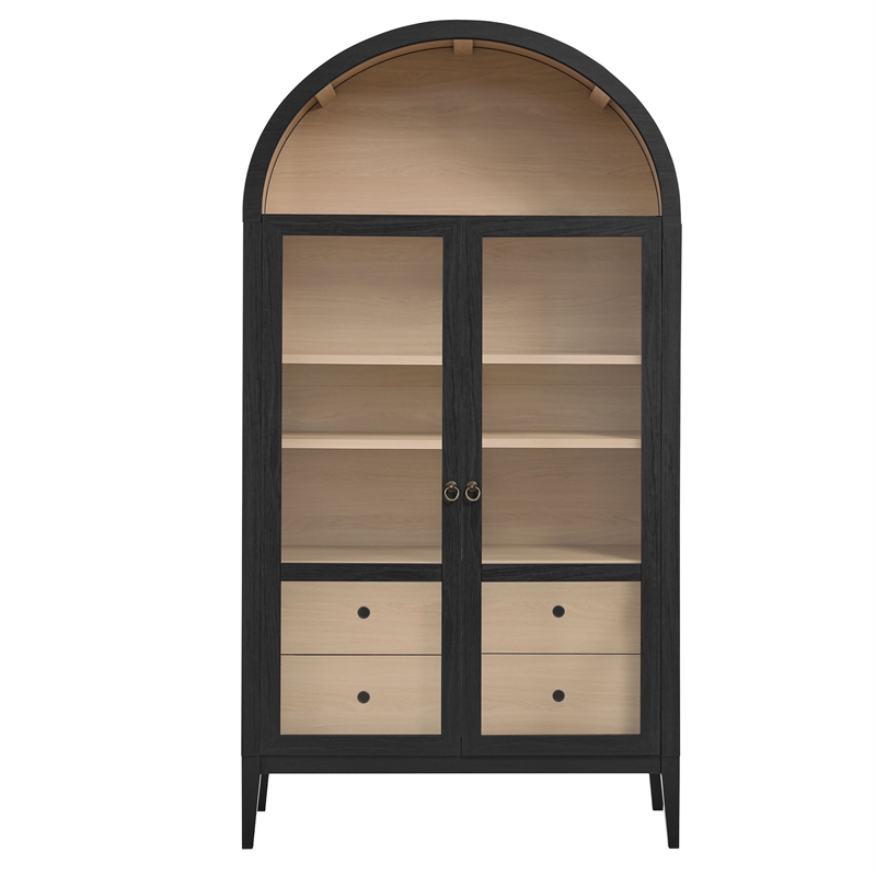 Bowery Hill Contemporary Storage Display Cabinet in Black Oak