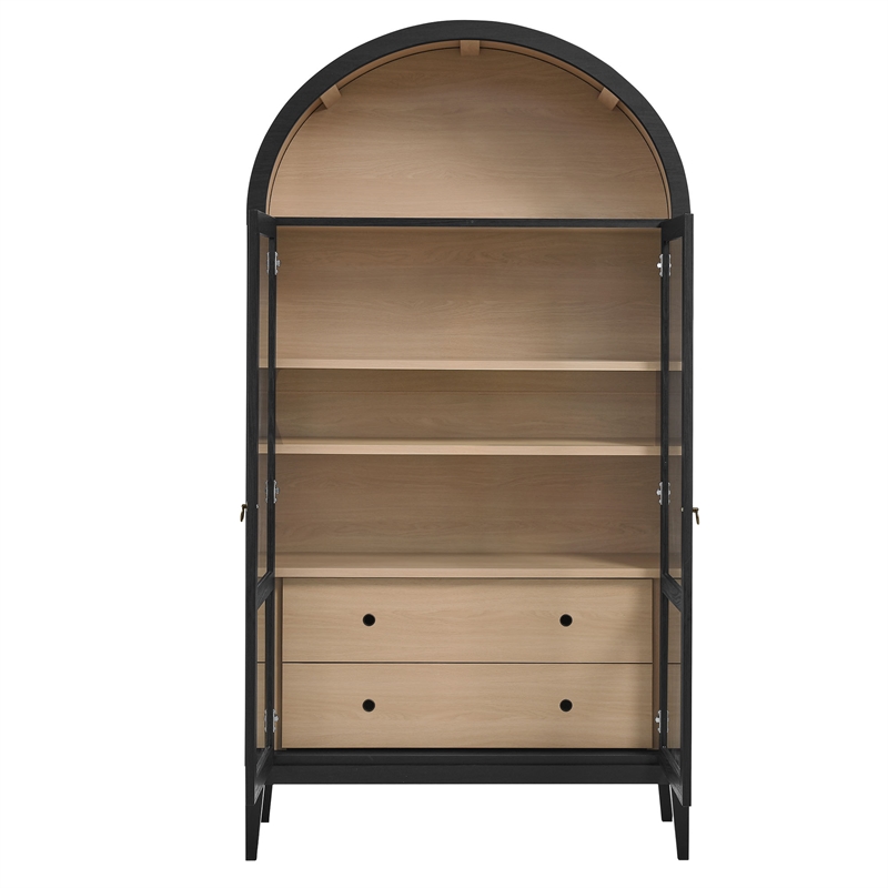 Bowery Hill Contemporary Storage Display Cabinet in Black Oak