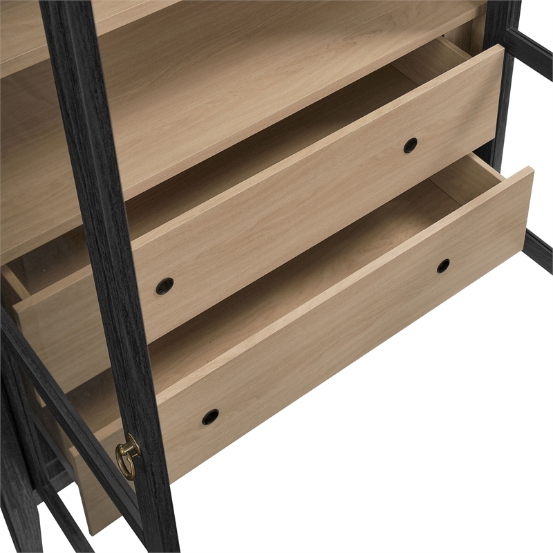 Bowery Hill Contemporary Storage Display Cabinet in Black Oak