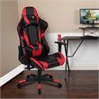 Bowery Hill Leather Racing Swivel Reclining Gaming Chair in Black and Red
