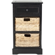 Bowery Hill Contemporary Distressed Side Storage Side Table in Black