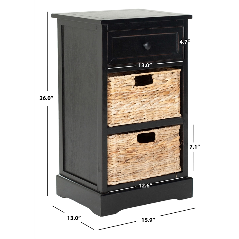 Bowery Hill Contemporary Distressed Side Storage Side Table in Black