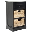 Bowery Hill Contemporary Distressed Side Storage Side Table in Black