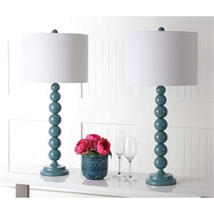 Bowery Hill Metal Stacked Ball Lamp in Marine Blue (Set of 2)