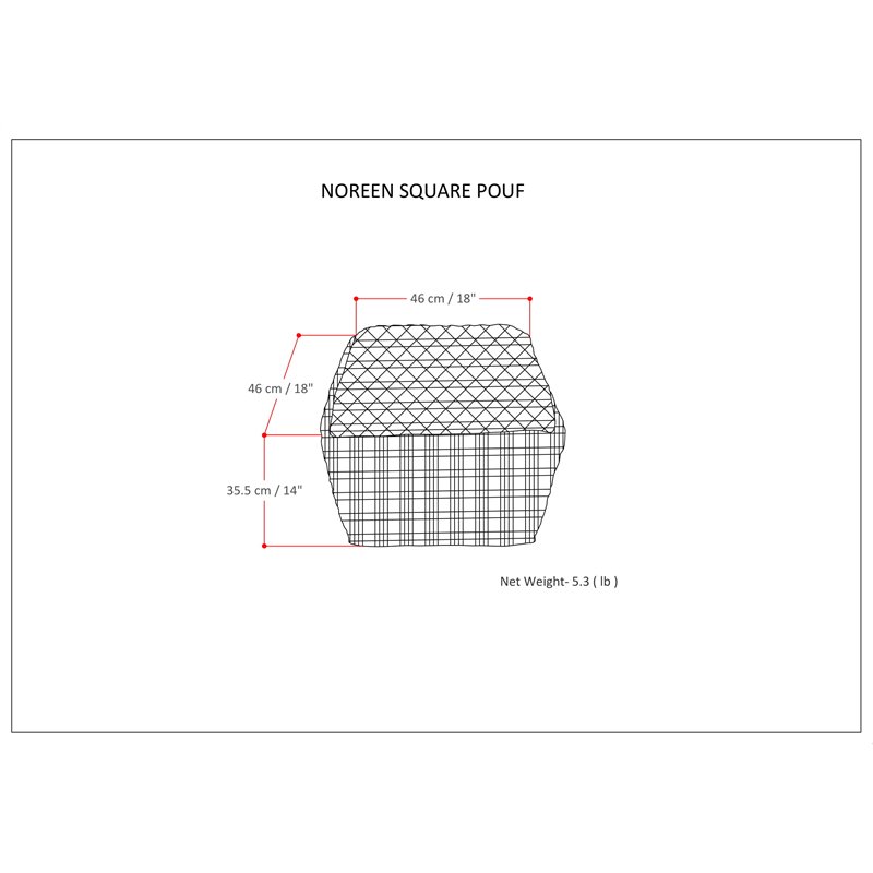 Bowery Hill Boho Square Pouf in Slate Gray and White Handloom Woven Pattern