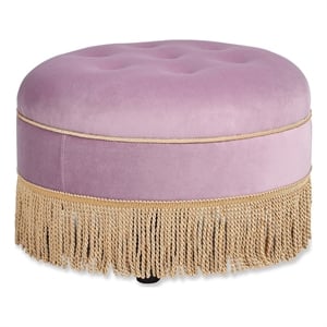 Bowery Hill Contemporary 24&quot Round Upholstered Accent Ottoman Lavender