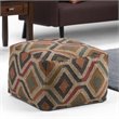 Bowery Hill Boho Square Pouf in Multi-Color Kilim Patterned Fabric Jute & cotton