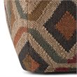 Bowery Hill Boho Square Pouf in Multi-Color Kilim Patterned Fabric Jute & cotton