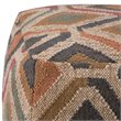 Bowery Hill Boho Square Pouf in Multi-Color Kilim Patterned Fabric Jute & cotton