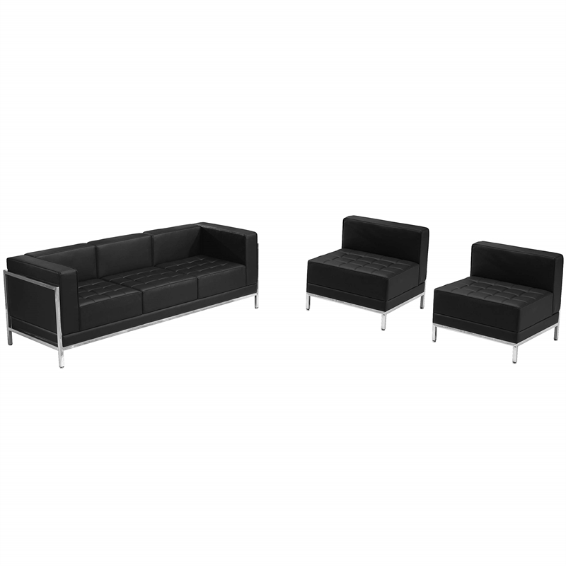 Bowery Hill Contemporary 3 Pieces Reception Configuration in Black