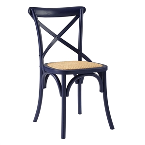 Bowery Hill 34. 5&quot Modern Wood Dining Side Chair in Midnight Blue
