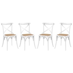 Bowery Hill 18. 5&quot Elm Wood and Rattan Dining Side Chair in White (Set of 4)