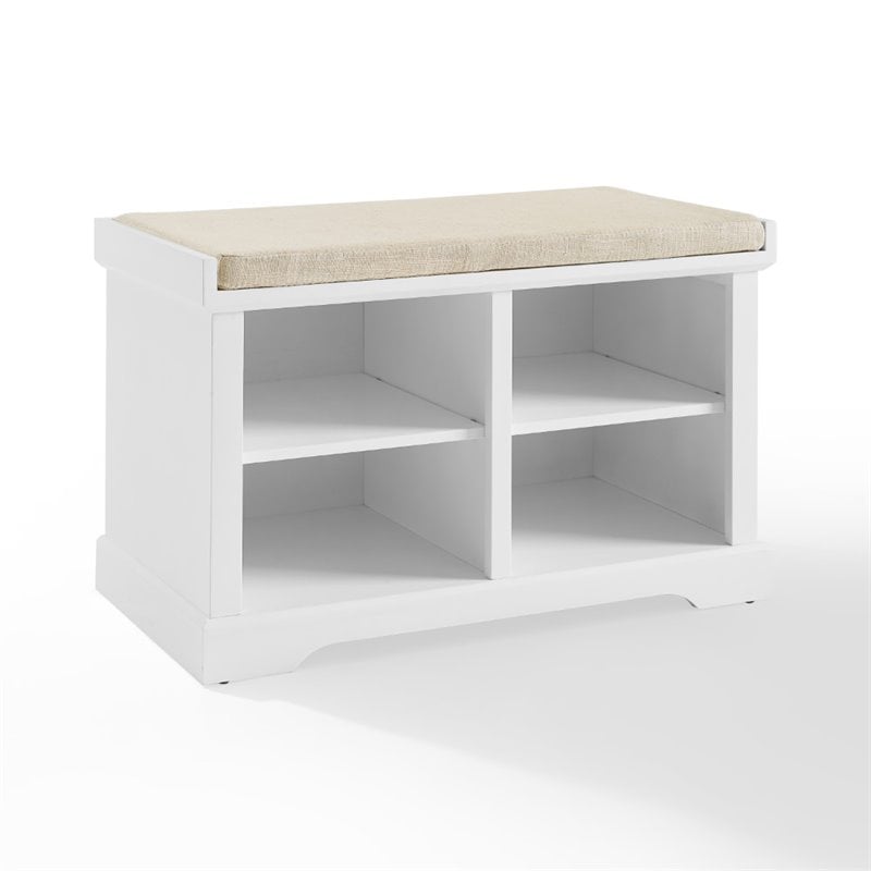 Bowery Hill Transitional Wood Entryway Storage Bench in White