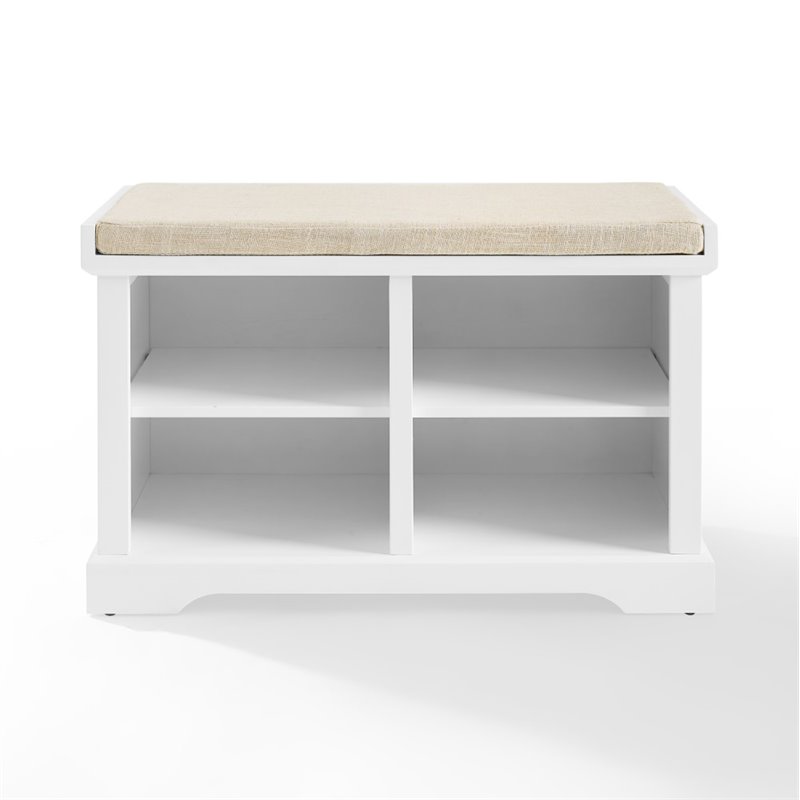 Bowery Hill Transitional Wood Entryway Storage Bench in White