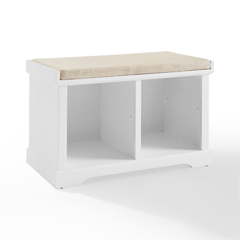 Bowery Hill Transitional Wood Entryway Storage Bench in White