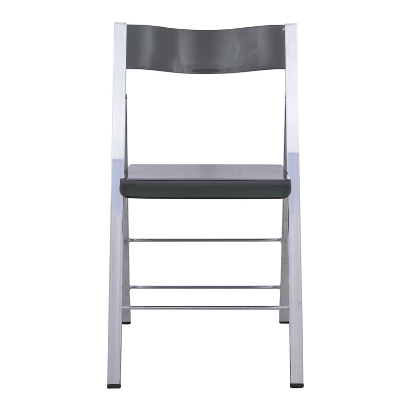 Bowery Hill Modern Acrylic Chrome Dining Folding Chair in Black