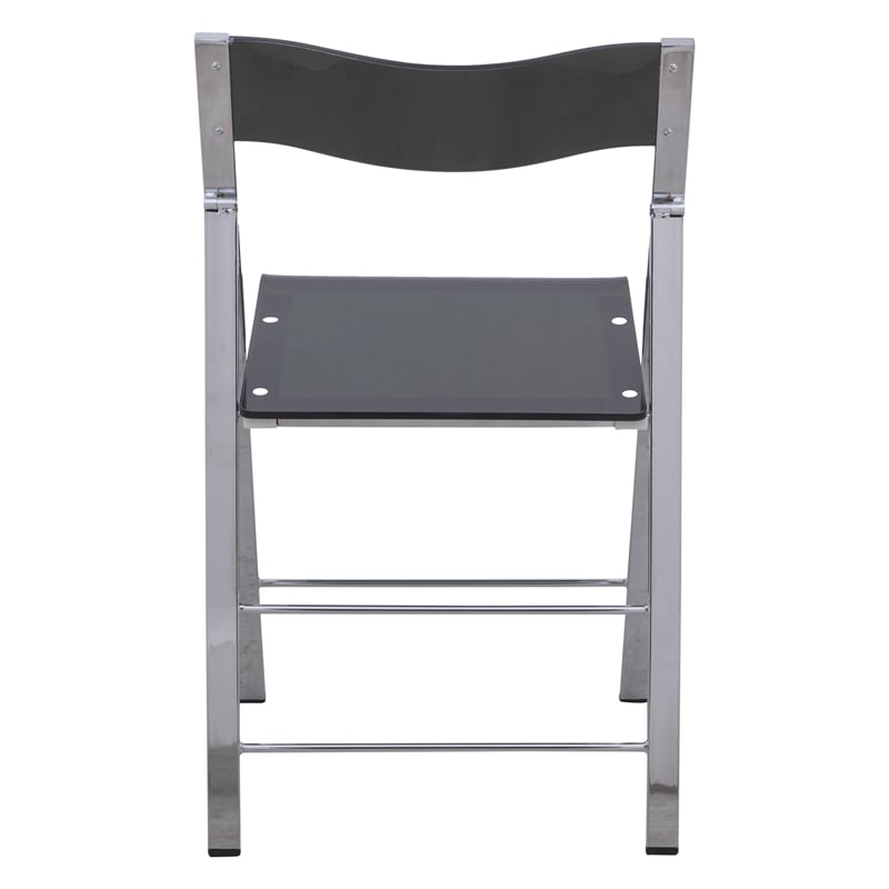 Bowery Hill Modern Acrylic Chrome Dining Folding Chair in Black Set of 2