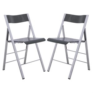 Bowery Hill Modern Acrylic Chrome Dining Folding Chair in Black Set of 2