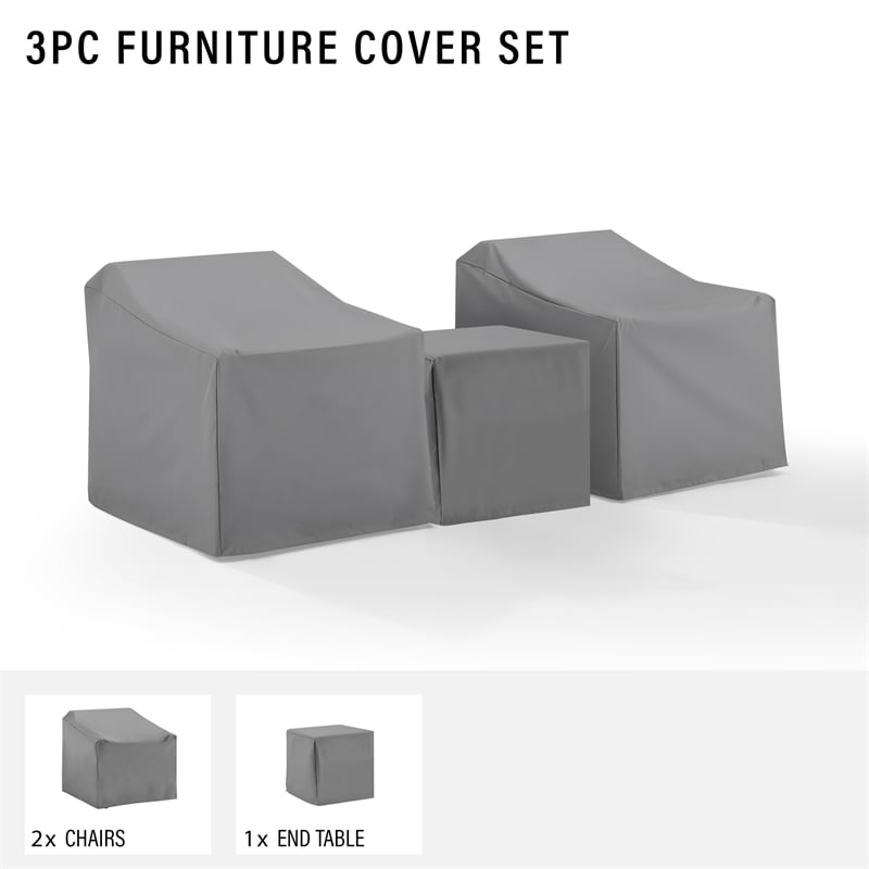 Bowery Hill 3 Piece Patio Vinyl Conversation Cover Set in Gray