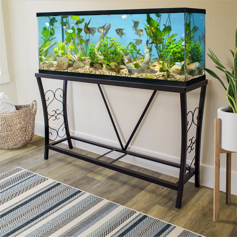 Bowery Hill Contemporary 55 Gallon Metal Aquarium Stand in Black