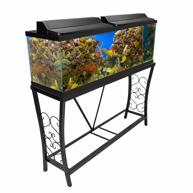 Bowery Hill Contemporary 55 Gallon Metal Aquarium Stand in Black