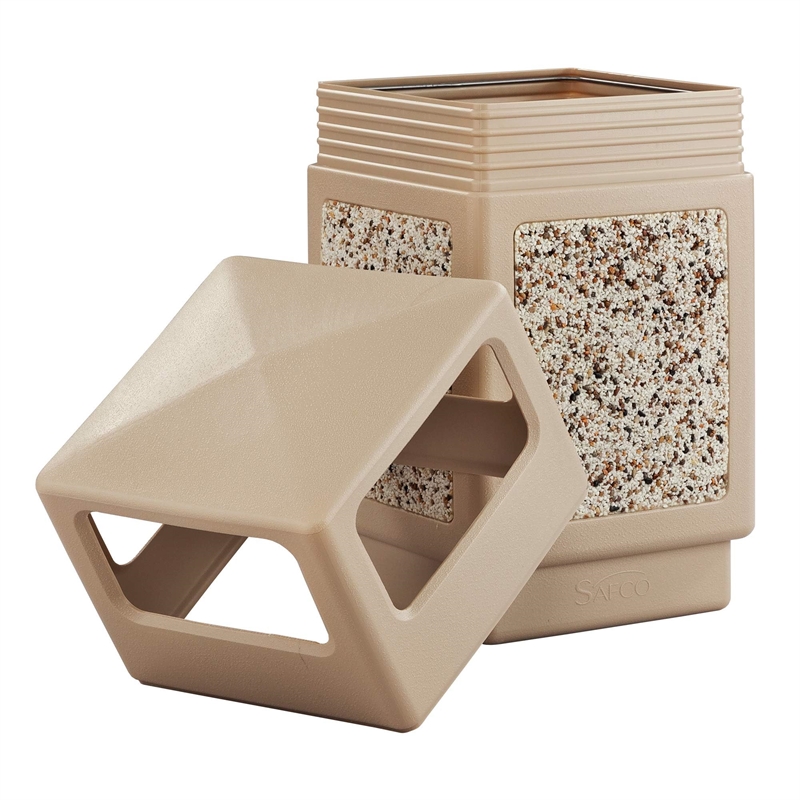 Bowery Hill 38 Gallon Trash Can for Indoor/Outdoor in Tan with Open Sides