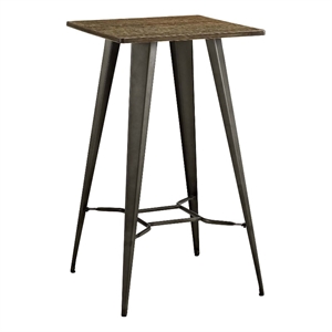 Bowery Hill Contemporary Steel Metal Bar Table in Brown Finish