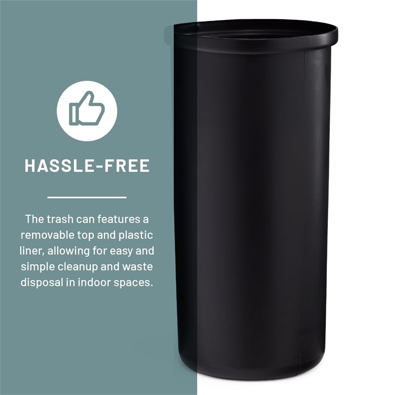 Bowery Hill Open Top Trash Receptacle with Liner 9921BL Black