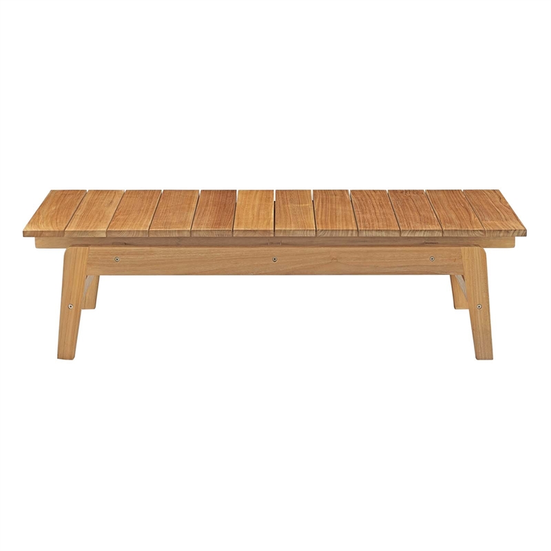 Bowery Hill Outdoor Patio Solid Teak Wood Coffee Table in Natural