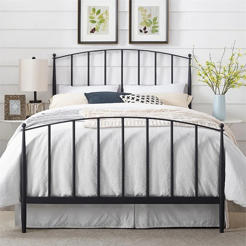 Bowery Hill Queen Metal Spindle Headboard/Footboard Set in Black