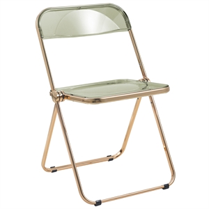 Bowery Hill Acrylic Folding Chair With Gold Metal Frame in Amber